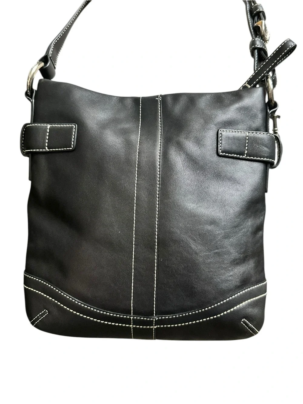 Vintage Coach Soho Black Leather Slim Shoulder Bag G05S-1453 w/ silver hardware